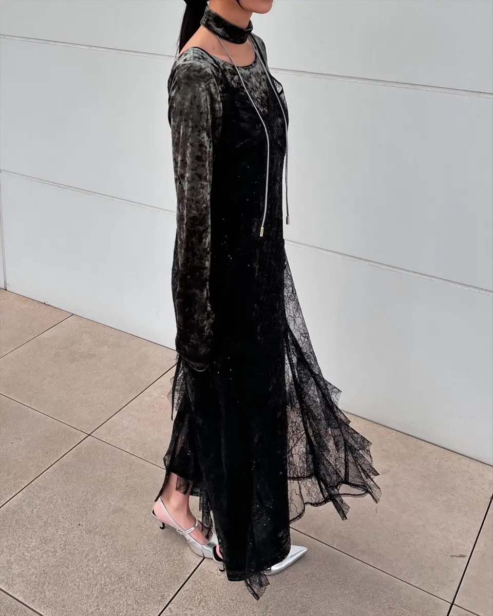 sparkle lace velour ブラック sparkle lace velour dress | ONEPIECE,ドレス | ROOM903 online