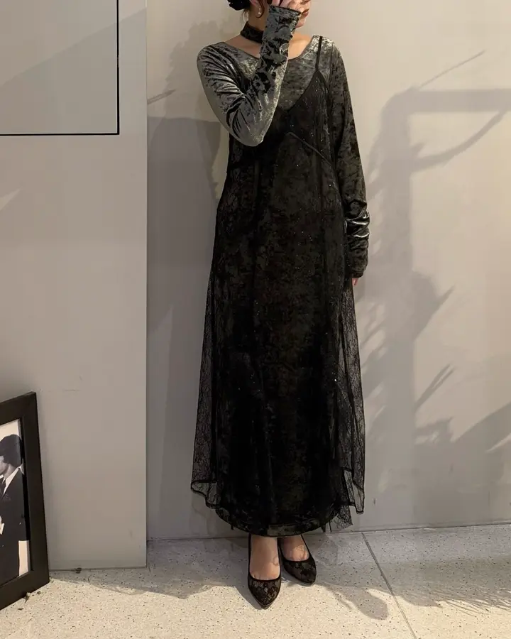 sparkle lace velour dress | ONEPIECE,ドレス | ROOM903 online