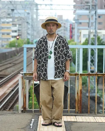 t*4様 WAIPER×TOWN CRAFT TC25S013WP レーヨンビー WAIPER×TOWN CRAFT TC25S013WP Plant Pattern Rayon Beach