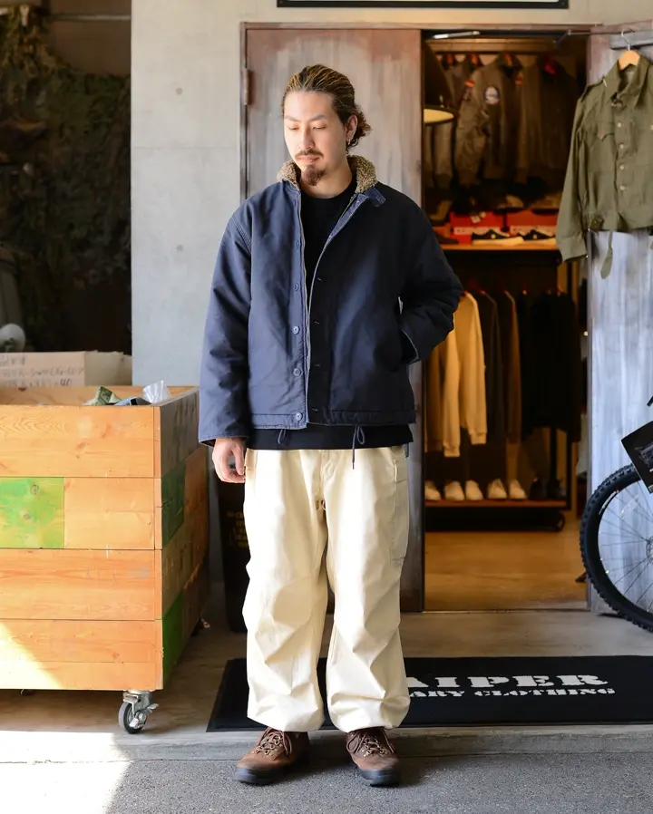 米海軍 U.S.NAVY N-1 デッキジャケット USED加工 SOLID＆U.S.N