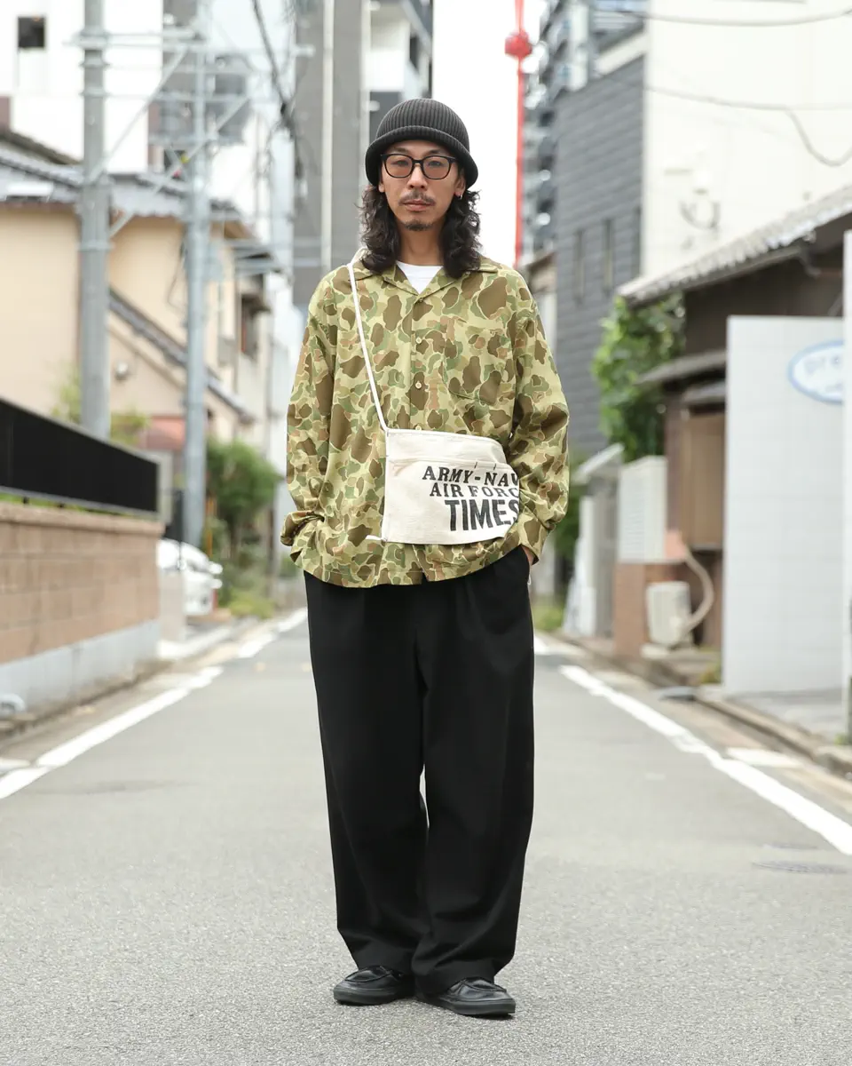 WAIPER.inc コットンレーヨン オープンカラー L/Sシャツ…