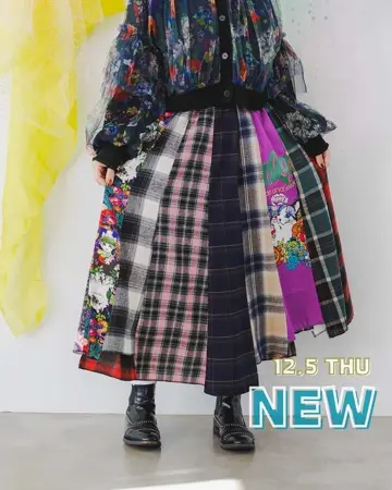 143757：チュール重ねネコ柄アシンメトリースカートの通販-ScoLar 