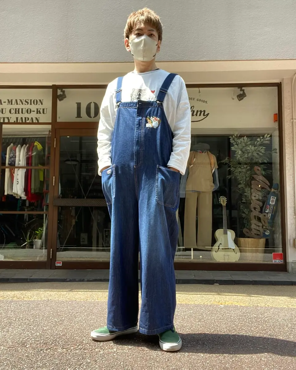 scolar スカラーサロペットオーバーオールデニムパンクマ刺繍M