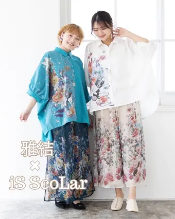 is scolar 雅結 カーディガン コラボ 花柄 チョウチョ 幻想的 和