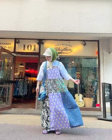 152642：ストライプ切替キャミワンピースの通販-ScoLar 