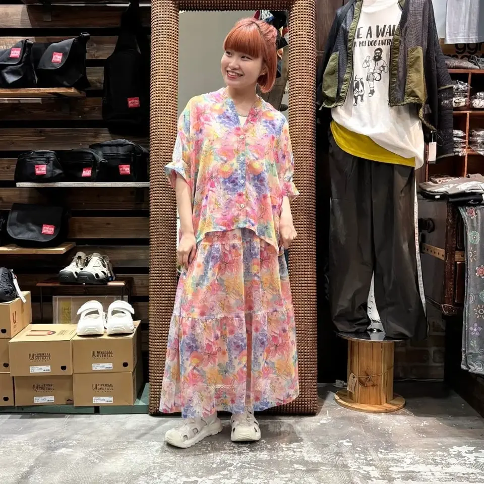 scolar スカラー　152650：花クラゲ柄レース切替シャツ 152650：花クラゲ柄レース切替シャツの通販-ScoLar