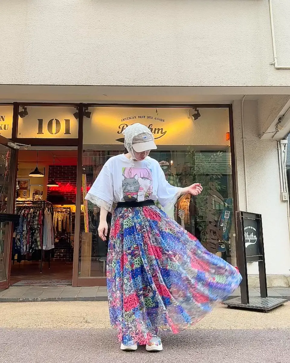 152709：ネコ花・ヒョウ柄 2柄展開チュールスカートの通販-ScoLar