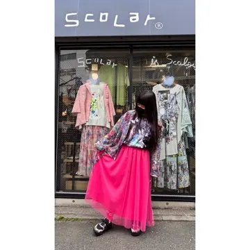 152670：花アニマル柄 バイカラー切替チュニックの通販-ScoLar