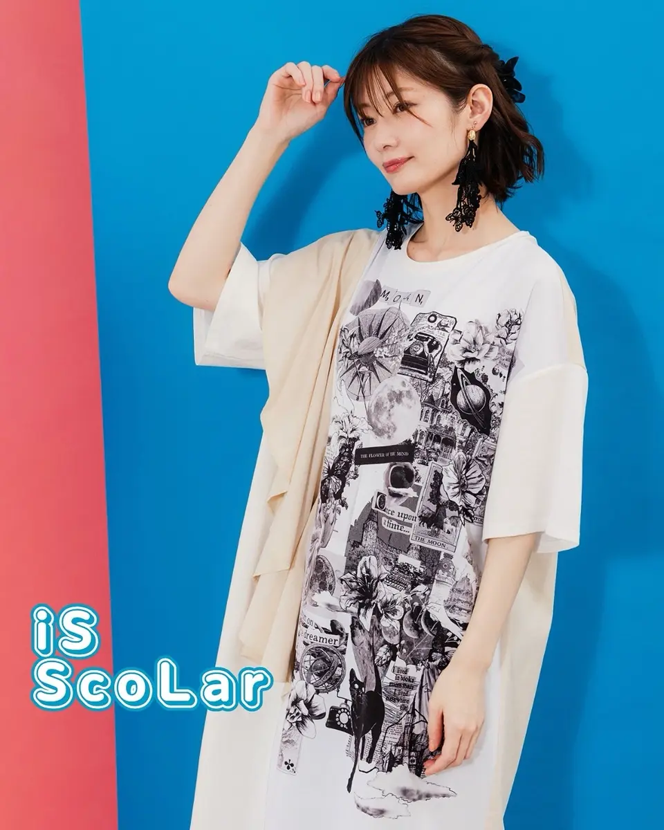 552250：花フルーツ柄シアーシャツワンピースの通販-ScoLar