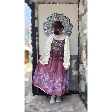 スカラー　152684：アート・ネコ花柄 2柄展開シアーパンツ 152684：アート・ネコ花柄 2柄展開シアーパンツの通販-ScoLar