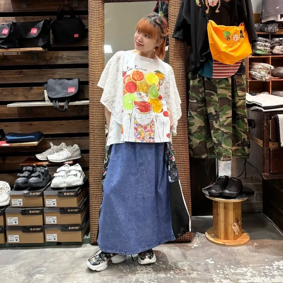 スカラー　scolar 152714：フルーティな女の子 レース袖切替Tシャツ 152714：フルーティな女の子 レース袖切替Tシャツの通販-ScoLar
