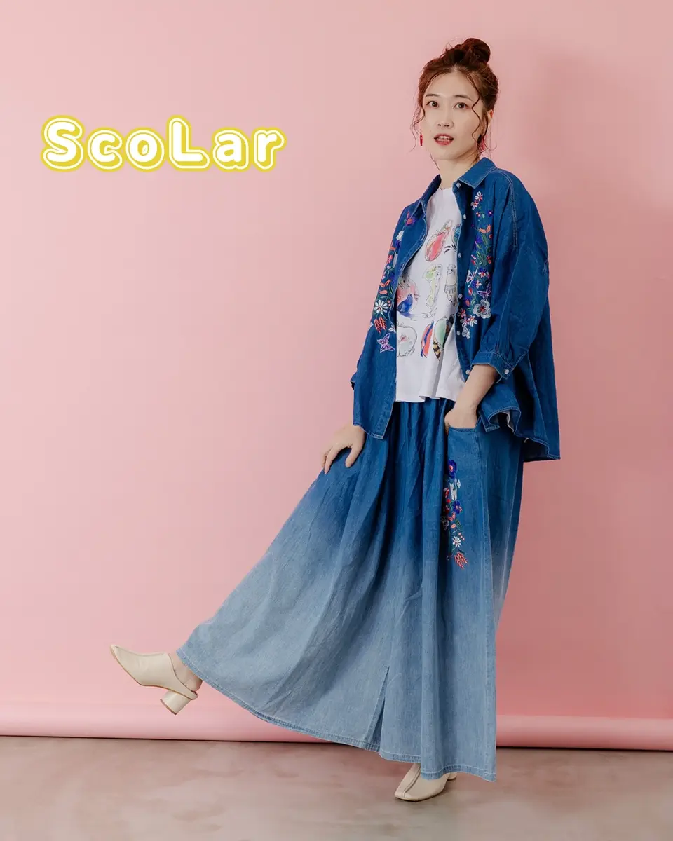 151705-1：刺繍グラデーション加工デニムパンツの通販-ScoLar