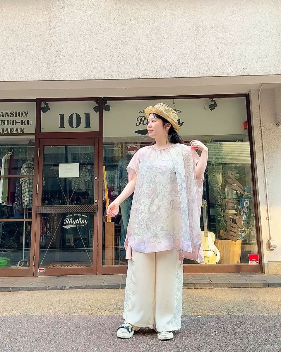552212：花蝶フリンジシフォン 異素材MIXカーゴパンツの通販-ScoLar