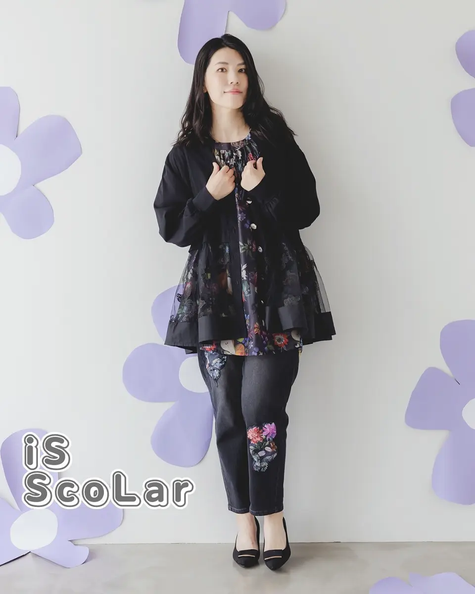 552274：蝶柄チュール切替カーディガンの通販-ScoLar