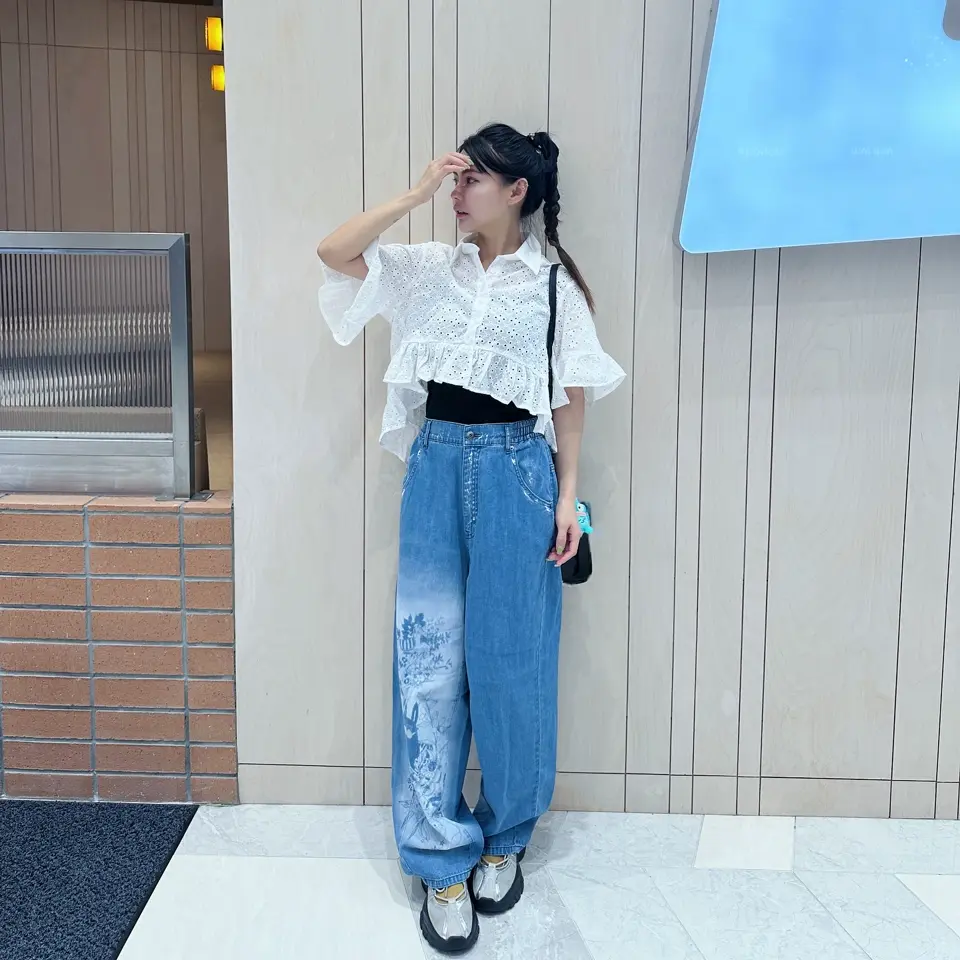 【スカラー】POP柄スプレープリントデニム 152735：スカラーPOP柄 スプレープリントデニムパンツの通販-ScoLar