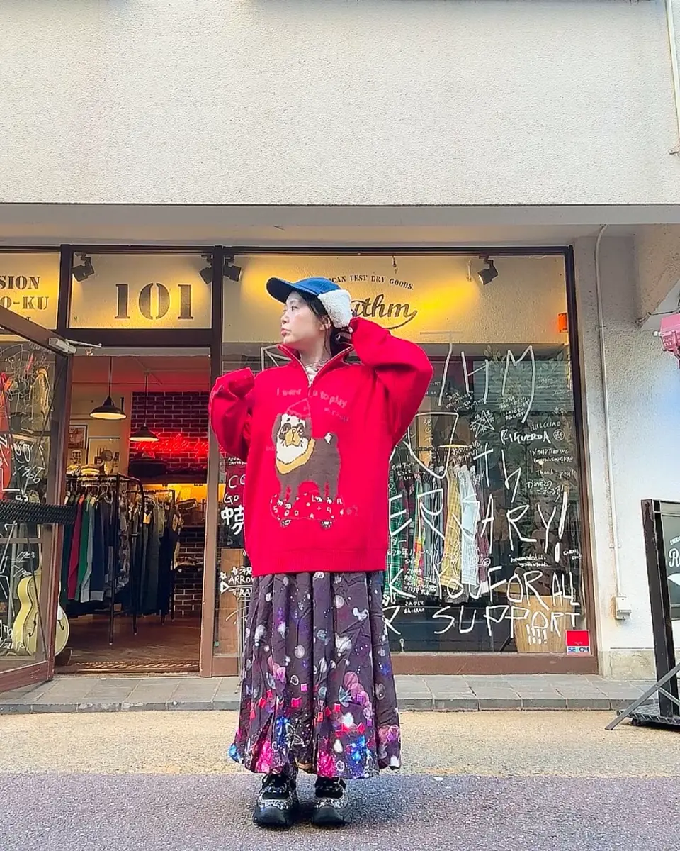 153627：キノコの惑星柄チュールスカートの通販-ScoLar