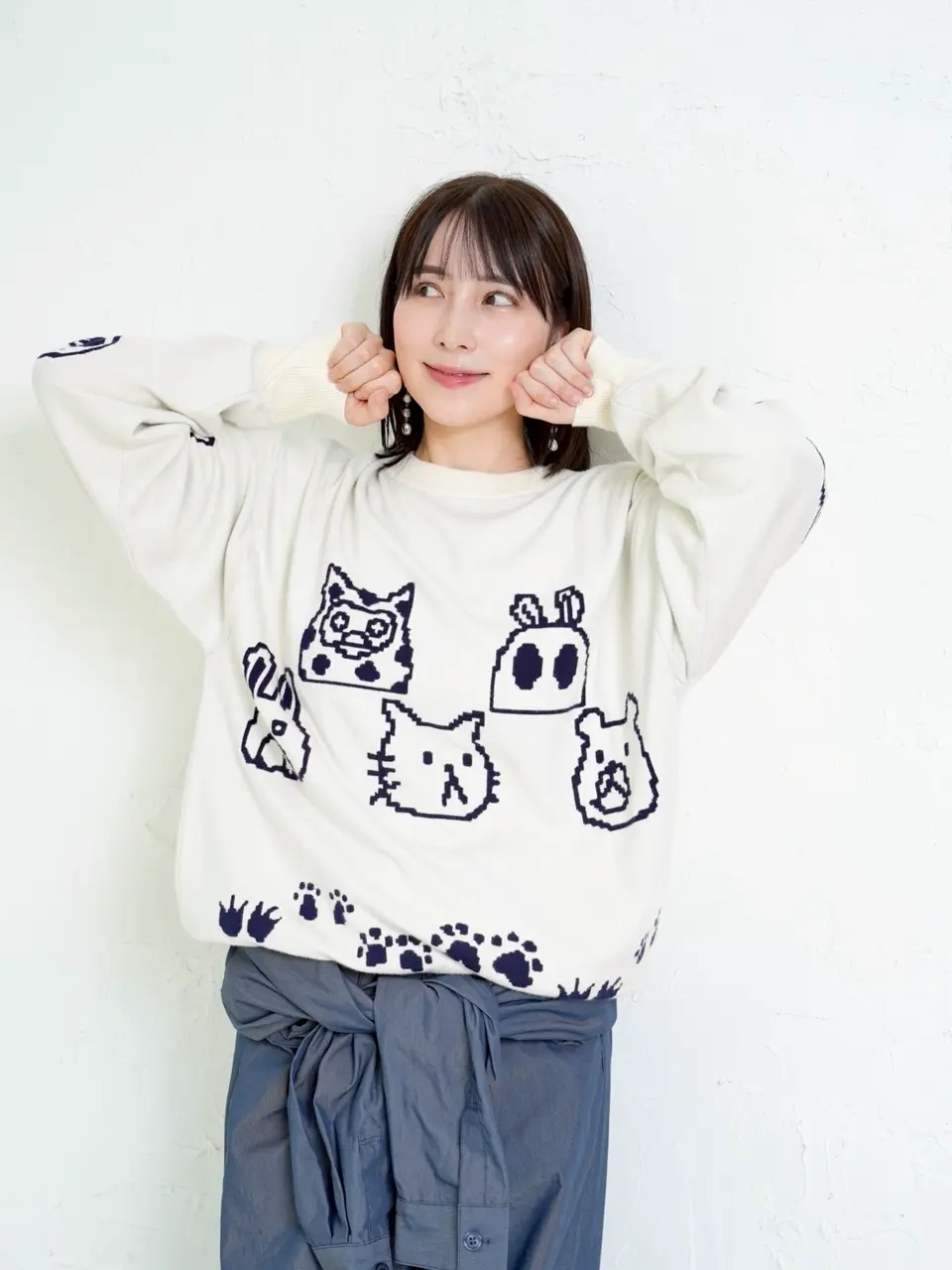 353125：ひょっこりParity刺繍のストライプシャツの通販-ScoLar