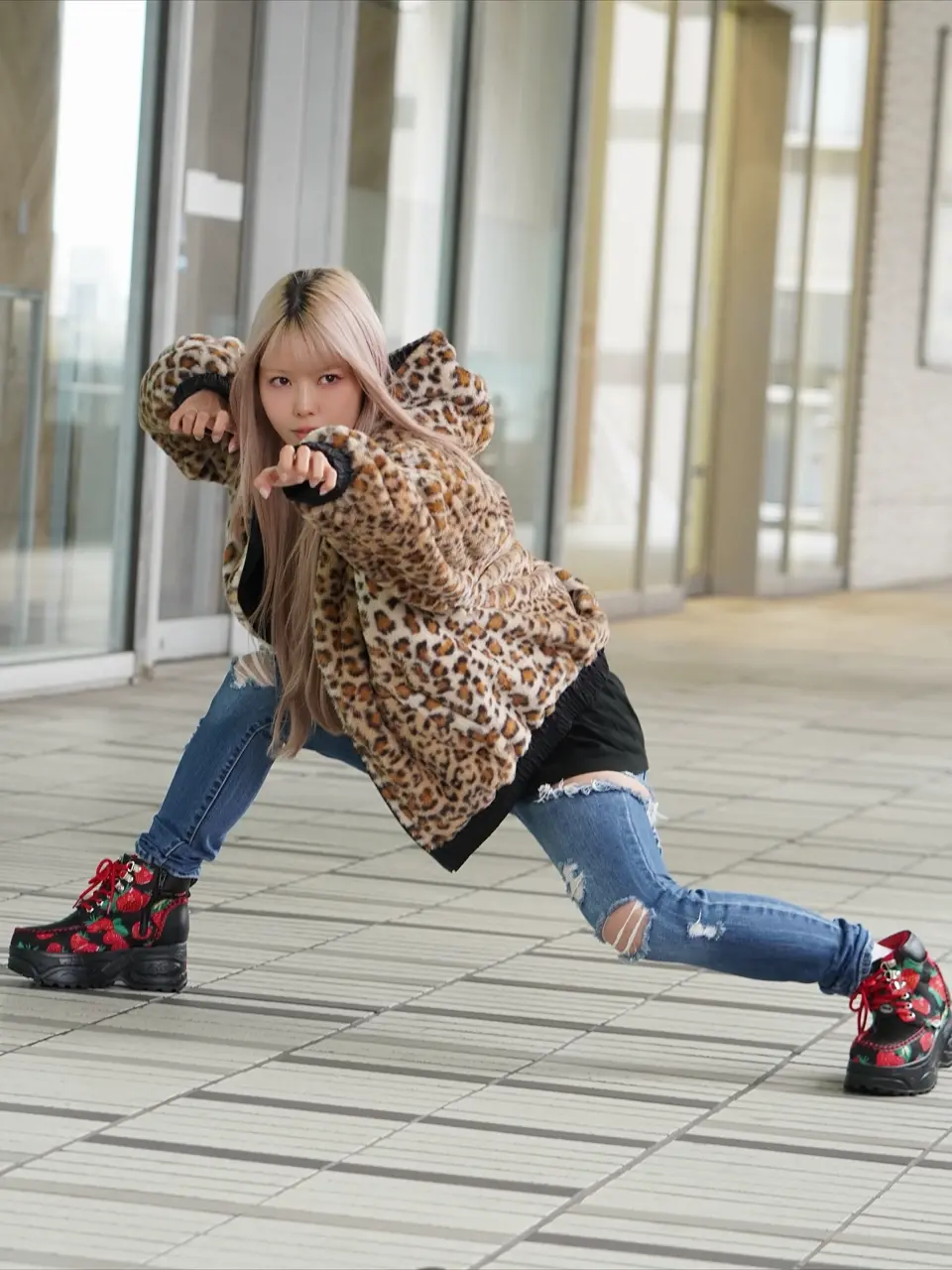 153647：キノコ×レオパード柄リバーシブルブルゾンの通販-ScoLar