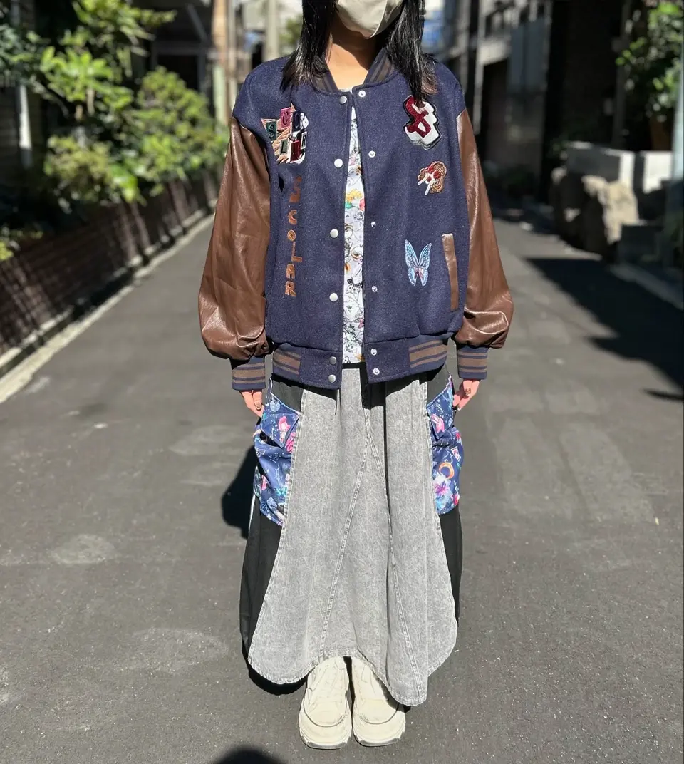 153717：スカラーリメイク風 異素材切替デニムスカートの通販-ScoLar