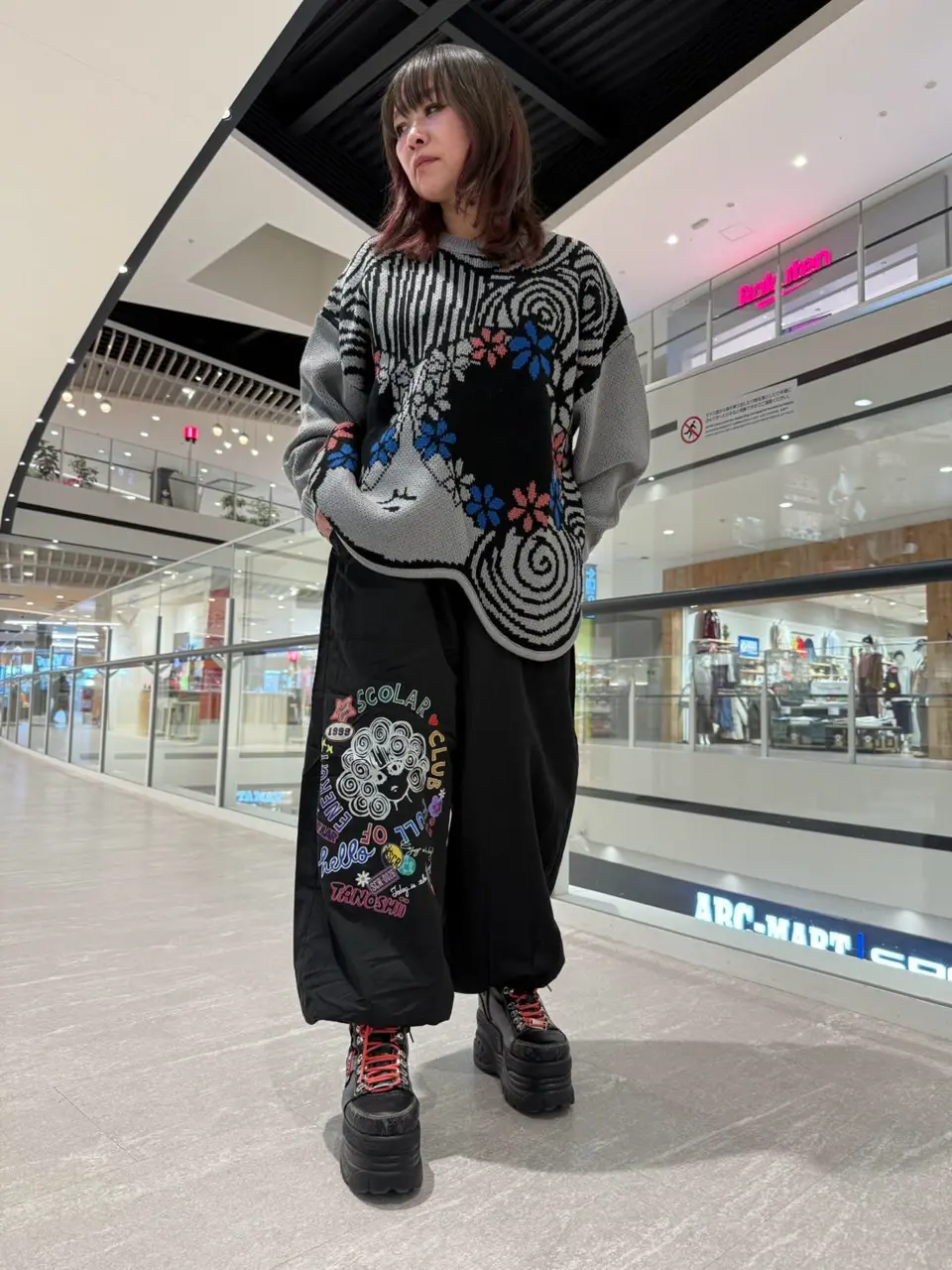 153726：グラサンスカラーちゃんダブルジャガードニットプルオーバーの