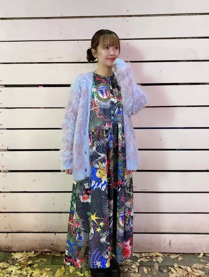 153721：2柄展開クラッシュベロアワンピースの通販-ScoLar