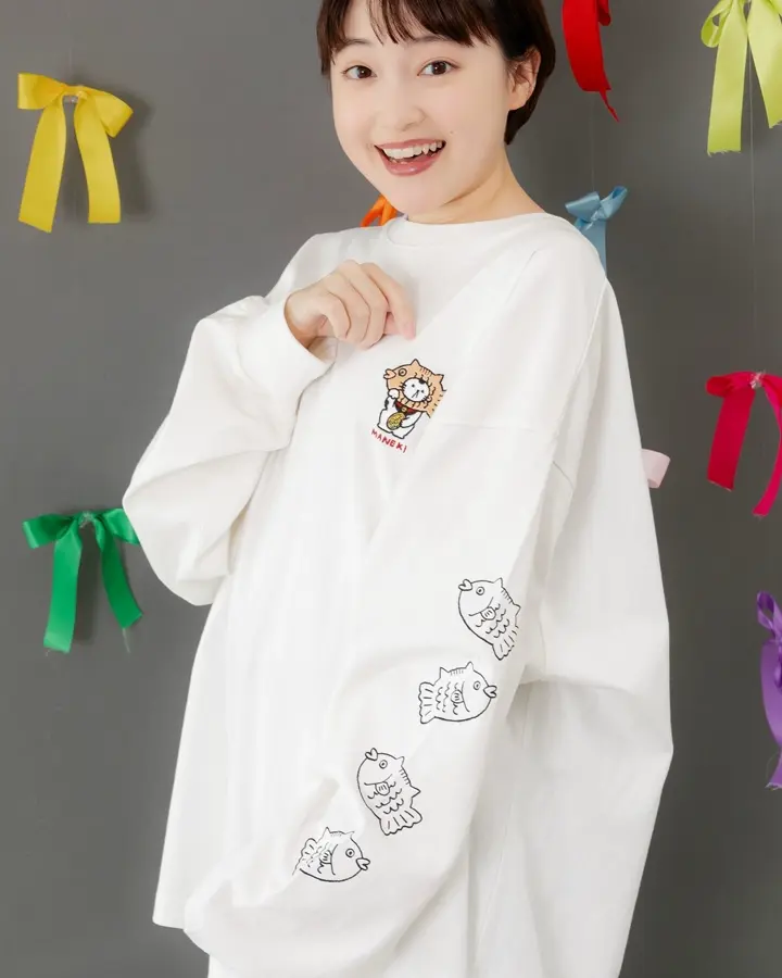 353137：タイ焼き招きネコ刺繍ロンTの通販-ScoLar