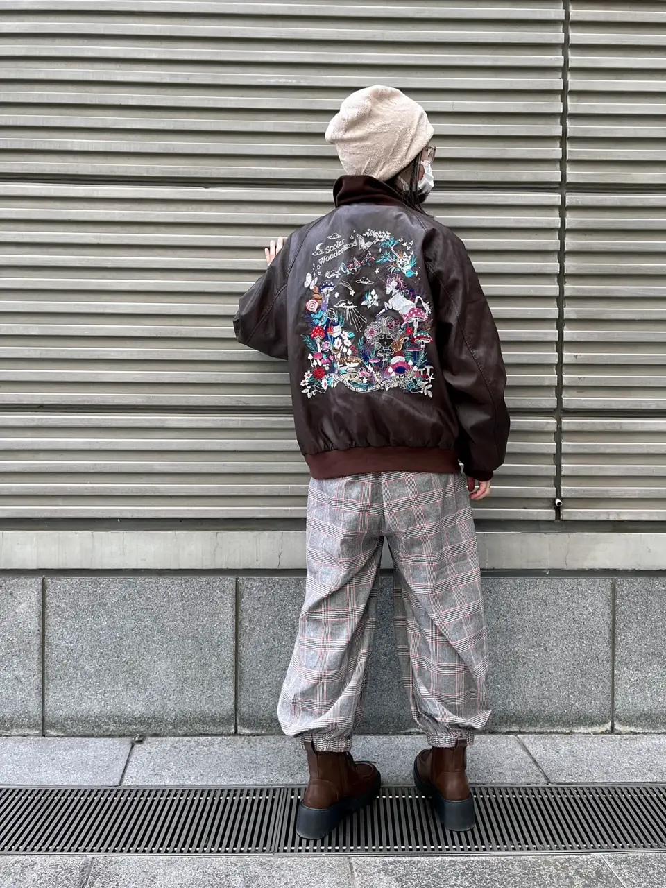 153635：スカラーとキノコ刺繍 合皮ブルゾンの通販-ScoLar