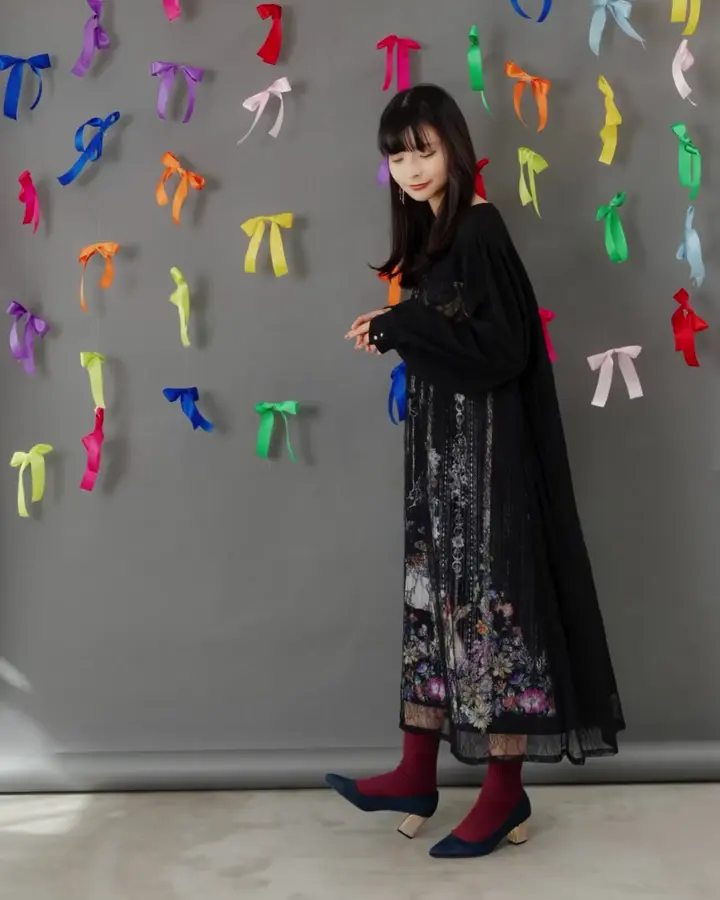 553285：花刺繍バイカラーニットカーディガンの通販-ScoLar