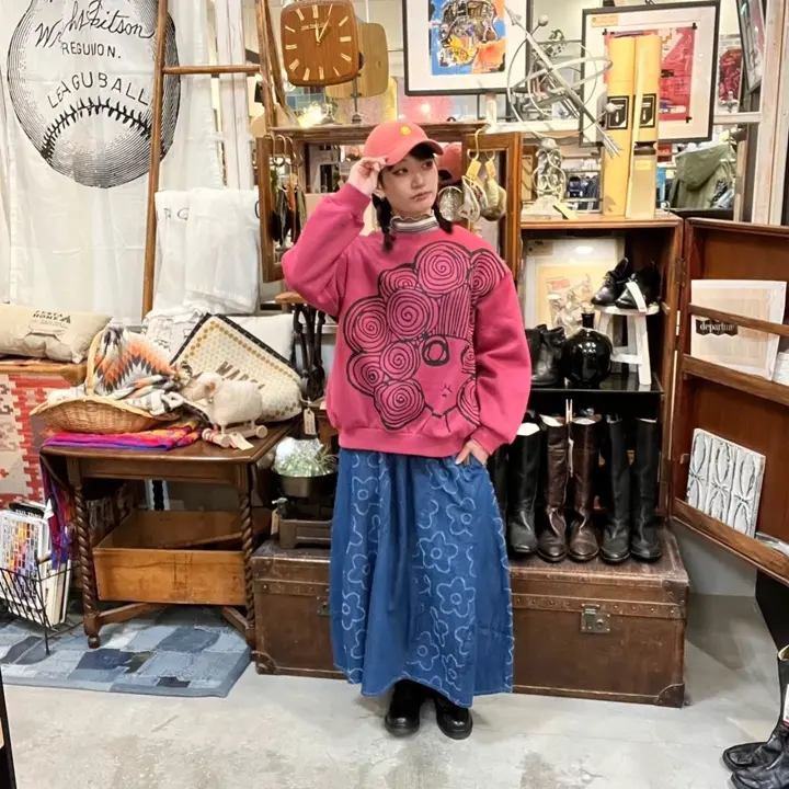 153753：花柄ジャガードor配色波模様デニムスカートの通販-ScoLar