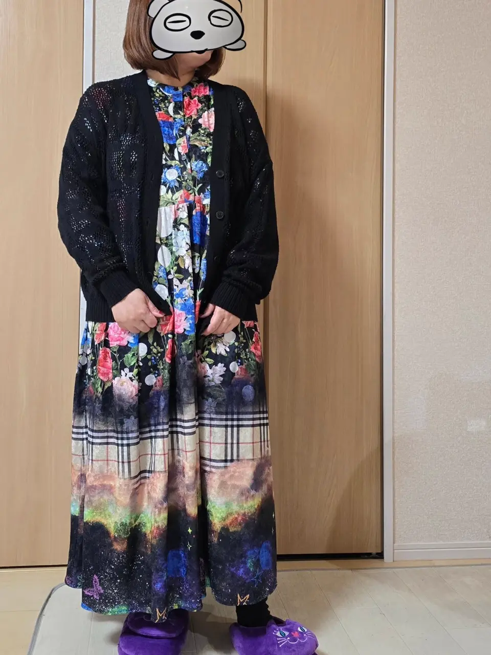 153721：2柄展開クラッシュベロアワンピースの通販-ScoLar