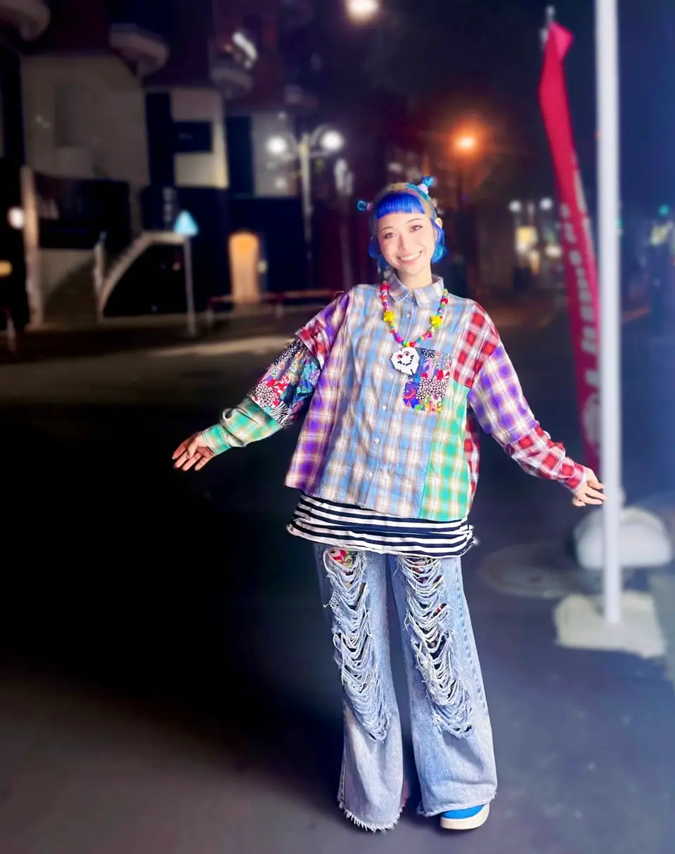 153687：チェックと総柄のアシメパッチワークシャツの通販-ScoLar