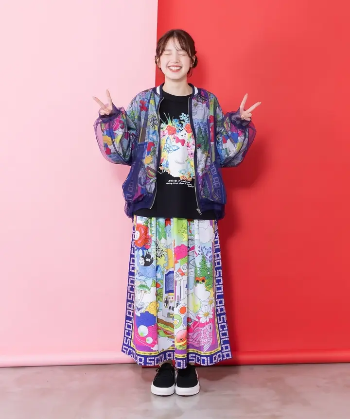 161624：パッチワーク風総柄シャツワンピースの通販-ScoLar