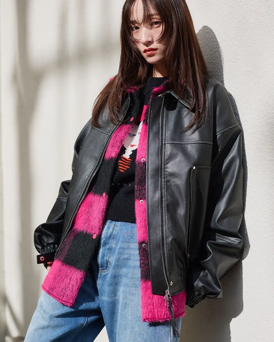 Narcissusレザーブルゾンジャケット