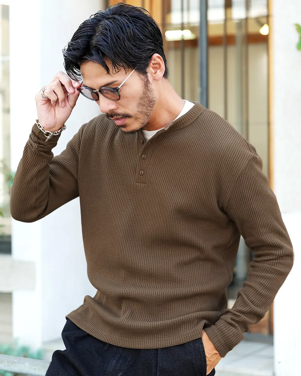 ワッフルサーマルロンT ヘンリーネック – TOPFLOOR