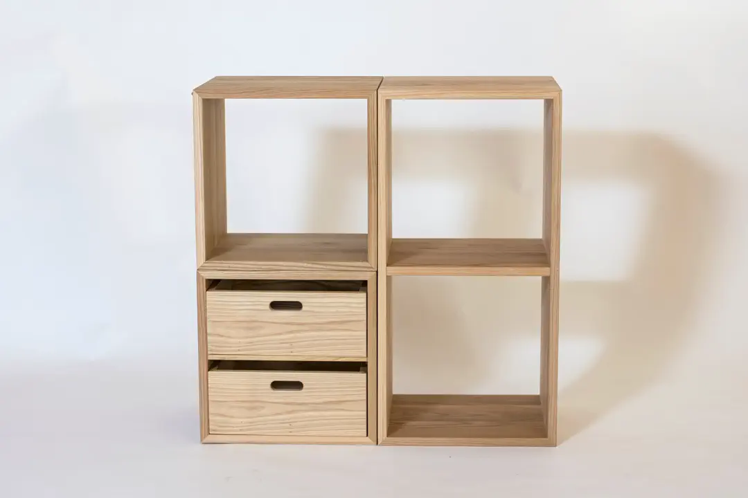無垢材収納ボックス 2KOBAKO｜飛騨の家具オープンシェルフ｜オーク
