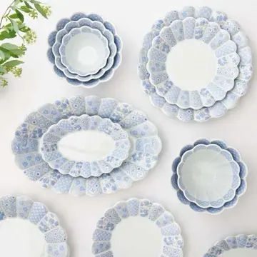 花離宮ブルー楕円皿大（化粧箱入） ｜ 四季折々のおしゃれな和食器通販