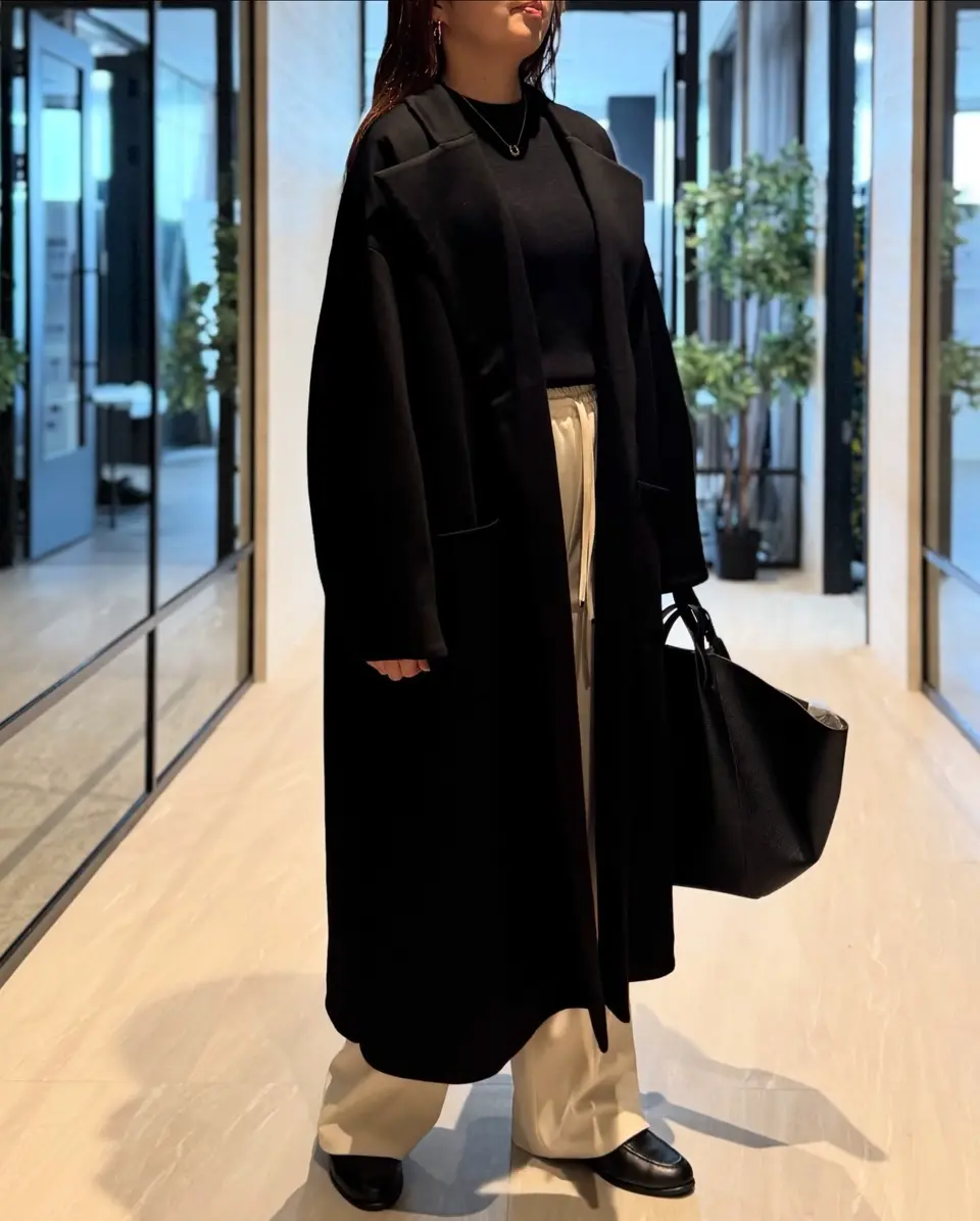 美品✨　プラージュ　22AW スポンジクルーネックコート　ブラック ブラックフォーマル コート(3409121)9号・ブラック｜フォーマル