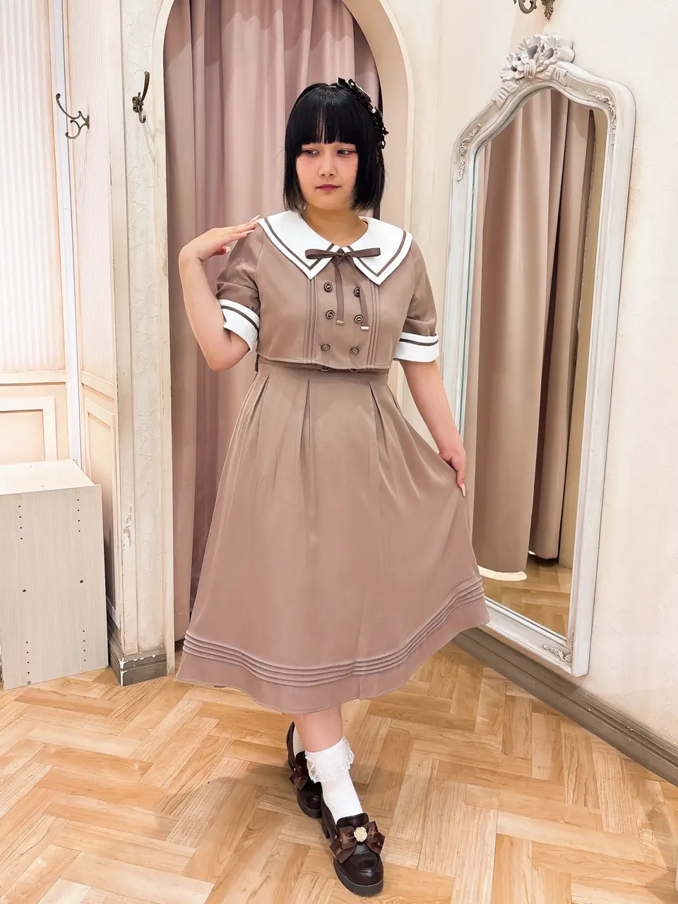 ファビアナフィリッピ ギャザー ロングワンピース ルーチェ ベルト付 ベージュ Classical Line セットアップ風ミドル丈ワンピース – Amavel（アマベル