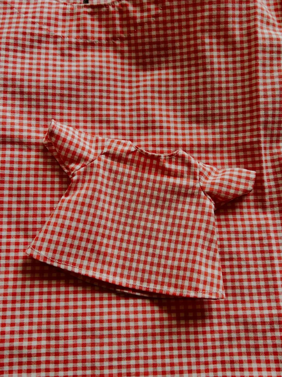 3mmギンガムチェック #117 トマトレッドで作ったドール服の作品例