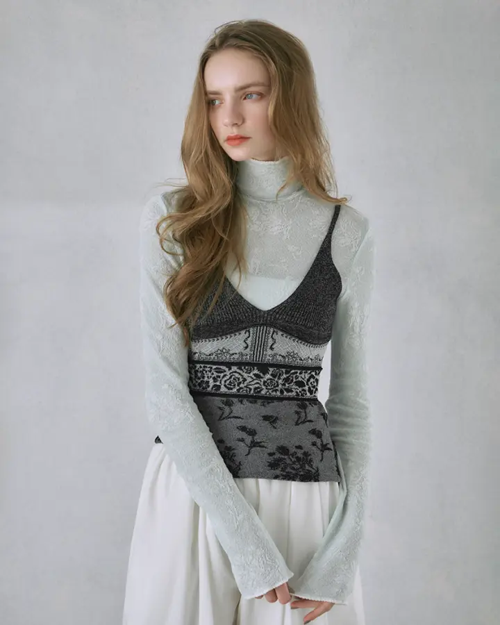 Mame Kurogouchi(マメ クロゴウチ)】 Floral Jacquard Knit Camisole