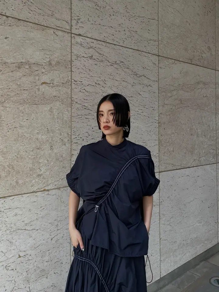 WAVE DRAWSTRING FLARE SK | ウェーブドローストリングフレアスカート