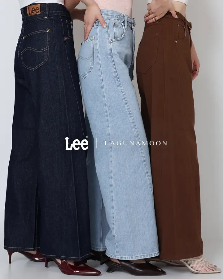 ラグナムーン　新品Leeコラボセミワイドベルトデニムパンツ Leeコラボ】セミワイドベルトデニムパンツ｜ラグナムーン（LAGUNAMOON
