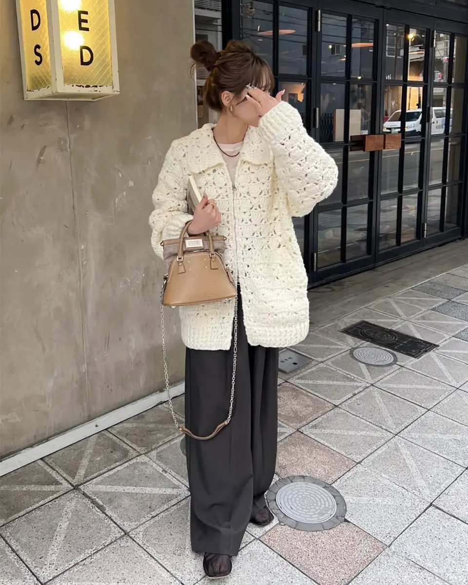 double zip crochet knit cardigan | TOPS | LAULEN（ローレン）