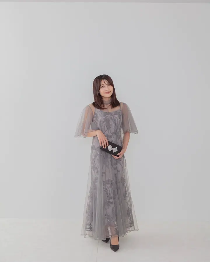 当日発送】バックリボンスパンコールシアーワンピースセットワンピース
