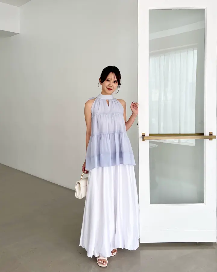 SOLD OUT】2WAYリボンアメスリティアードシアートップス SOLD OUT】2WAYリボンアメスリティアードシアートップス