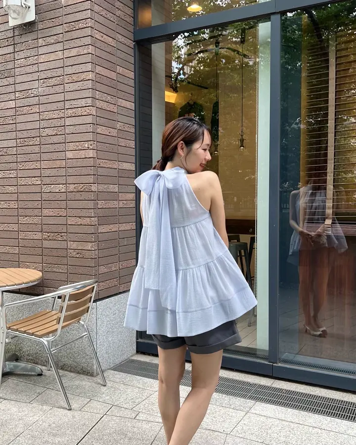 SOLD OUT】2WAYリボンアメスリティアードシアートップス