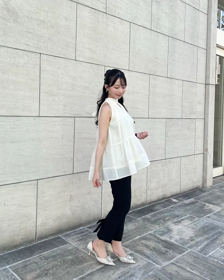 SOLD OUT】2WAYリボンアメスリティアードシアートップス