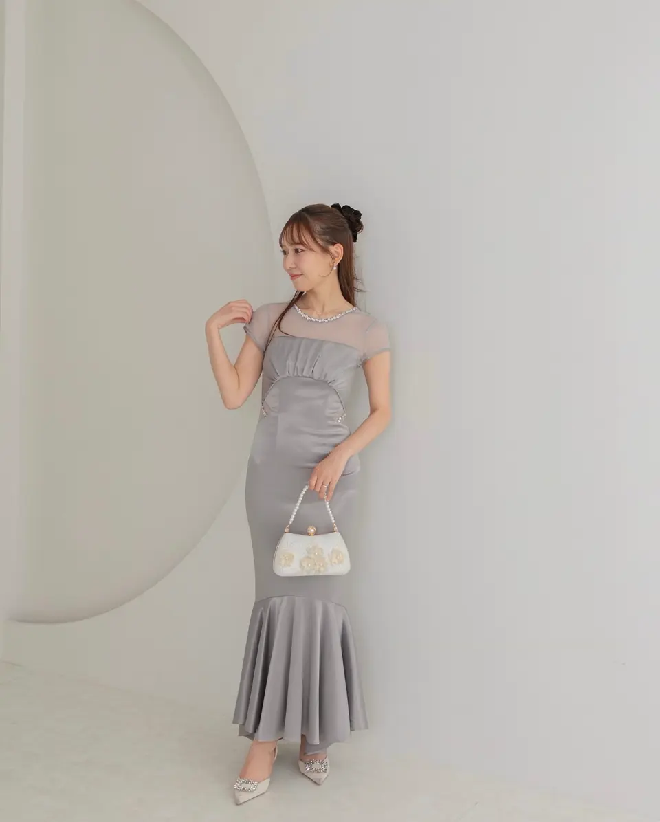 LEJA LUXE】ビジューネックフィッシュテールマーメイドワンピース