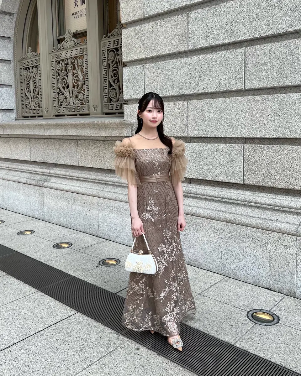 一部当日発送】フラワースパンコールチュールシアーボリュームスリーブ
