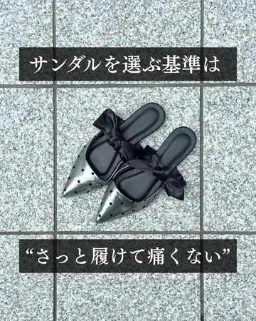 スタッズリボン付きブラックミュール 36 スタッズリボン付きブラックミュール 36